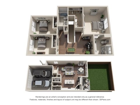 Floor plan for 3 beds, 2.5 baths, 1657 sqft
